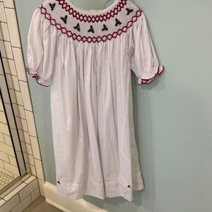 Elegant White and Red Embroidered Kids Dress
